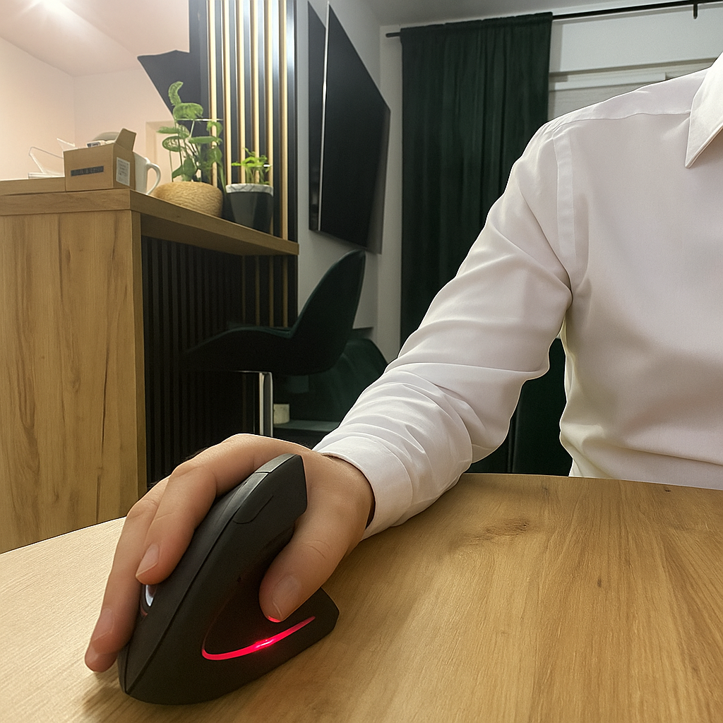 Mysz Przyszłości™ — pionowa mysz ergonomiczna (Standard & PRO F-26C) | 2.4 G / Bluetooth | OLED | USB-C