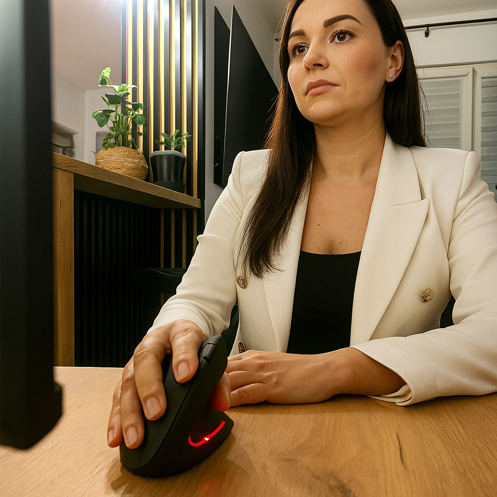 Mysz Przyszłości™ — pionowa mysz ergonomiczna (Standard & PRO F-26C) | 2.4 G / Bluetooth | OLED | USB-C