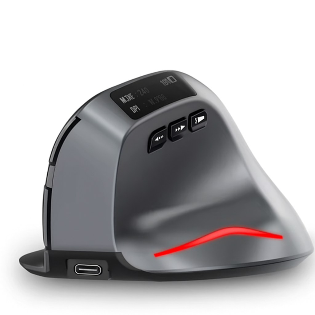 Mysz Przyszłości™ PRO F-26C — pionowa mysz USB-C + Bluetooth | OLED | RGB | DPI do 3200