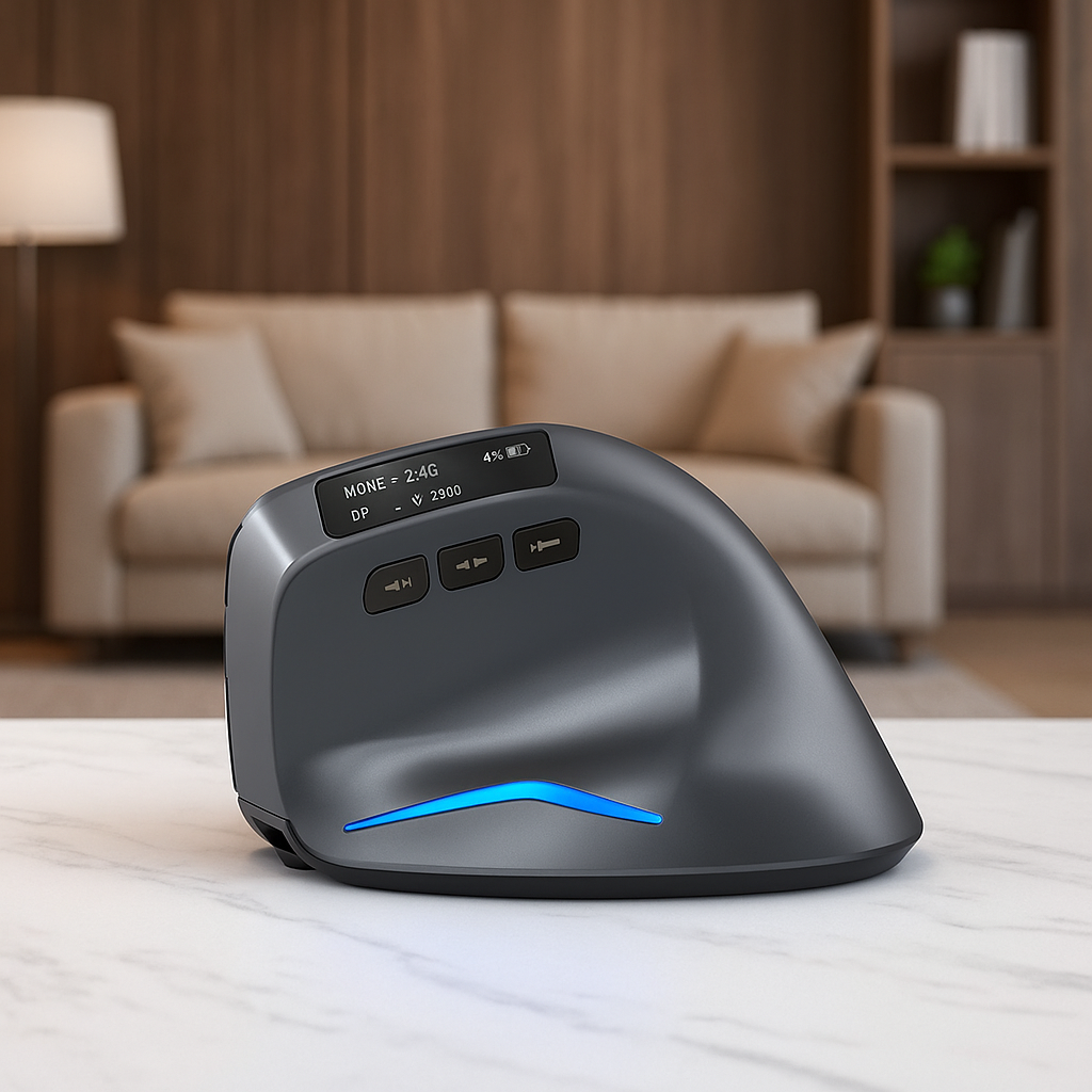 Mysz Przyszłości™ PRO F-26C — pionowa mysz USB-C + Bluetooth | OLED | RGB | DPI do 3200